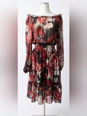 Kate And Lilly Off-Shoulder Floral Tiered Maxi Dress Size 12